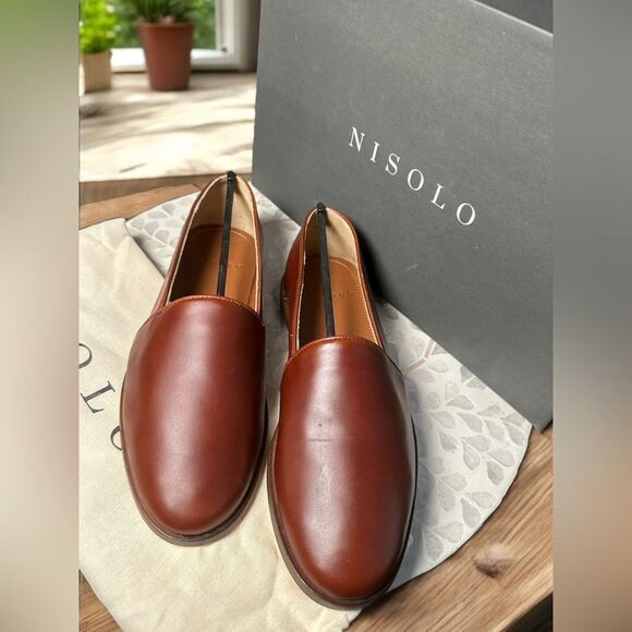 Nisolo $180 Mens Alejandro Loafers US 8.5 Brown Water Resistant Leather NIB - Picture 1 of 15